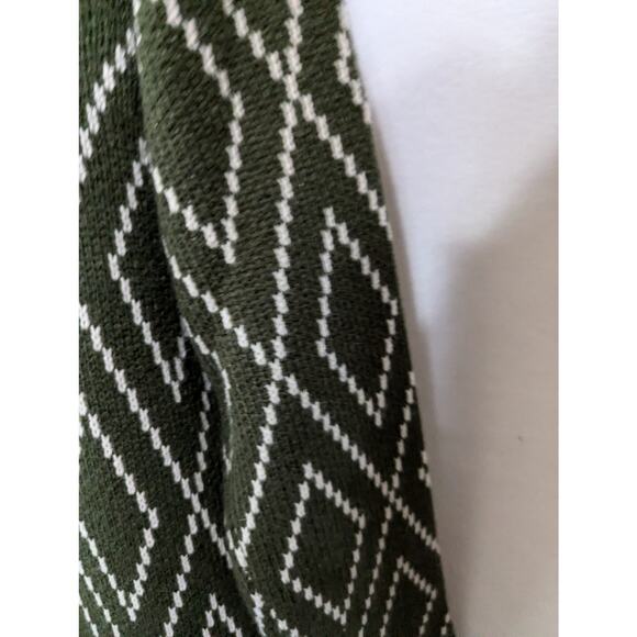 Escio long cardigan Sz LGreen /white New Bust 40" Length 30" Diamond knit - Picture 8 of 12